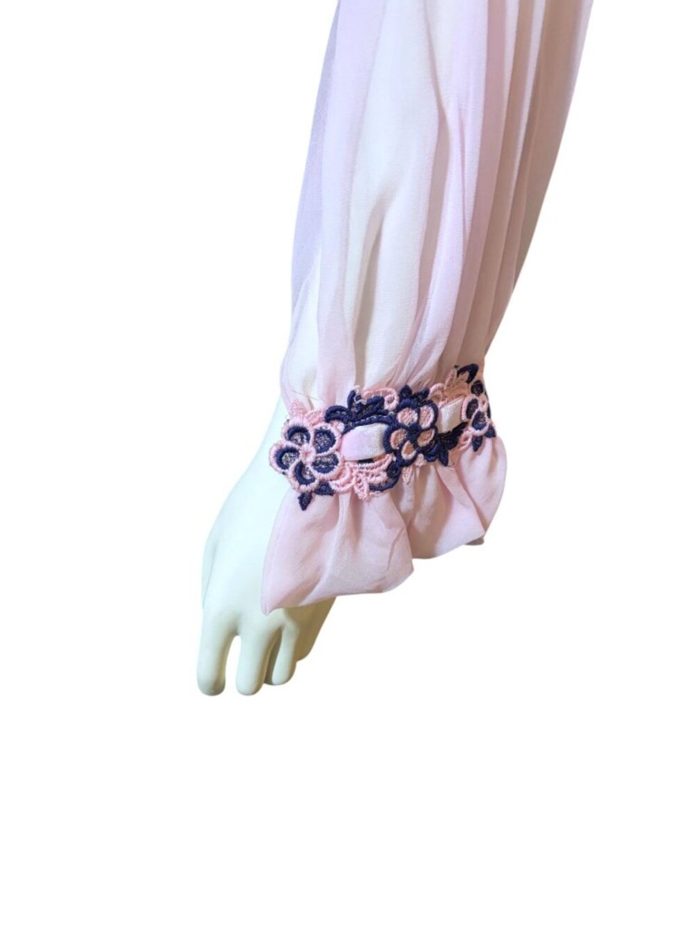 Vintage Formal Maxi Dress S Embroidered Ruffle Balloon Sleeves Twee Coquette - Picture 4 of 7